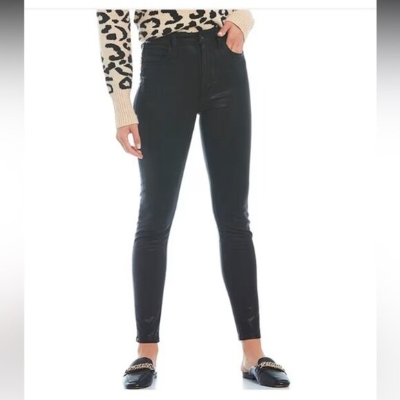 JOE’S Jeans Charlie Coated Silver High Rise Pocket Stretch Zip Denim Leather 29 - Picture 4 of 15